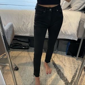 Pistola haze cigarette coated black jeans with zipper up side